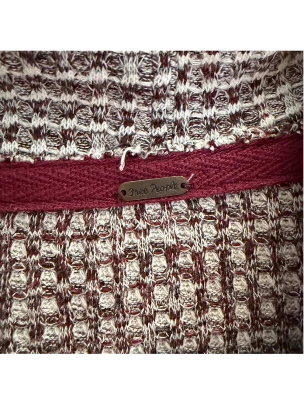 Free People burgundy and white/cream cropped mock neck sweater